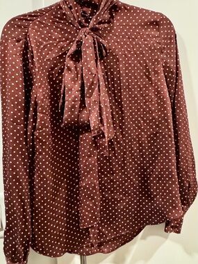 Zara Burgundy Tie-Neck Blouse